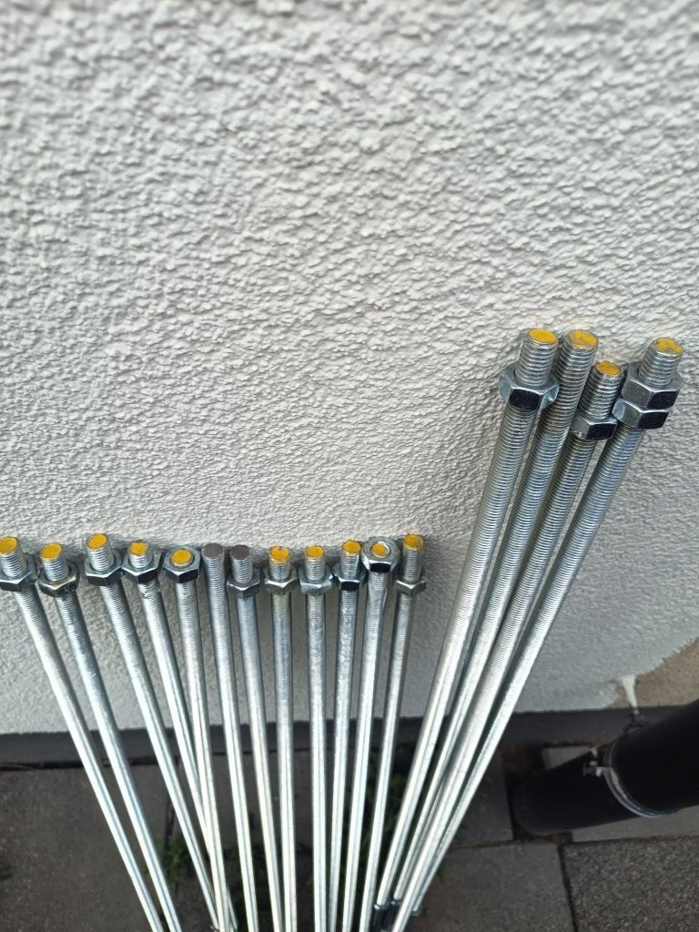 Draadeind M12 met moer en dopmoer, Doe-het-zelf en Verbouw, IJzerwaren en Bevestigingsmiddelen, Ophalen, Zo goed als nieuw, 100 tot 250 mm