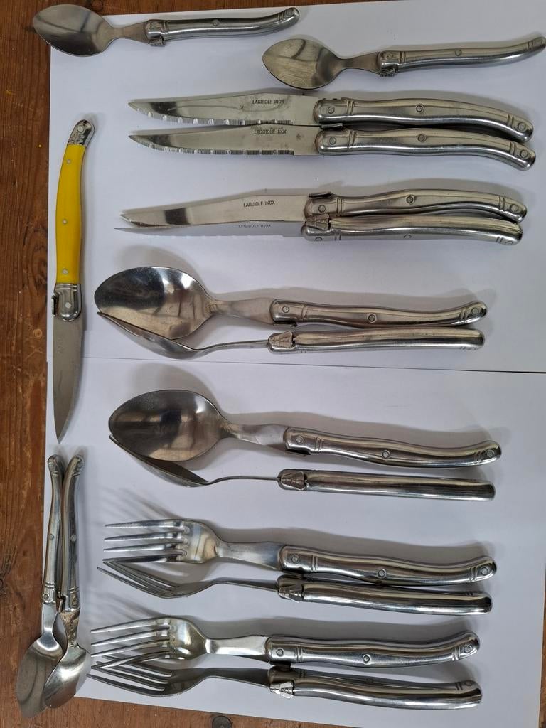 Laguiole Inox Bestekset met Honingbij en Geel Mes, Ophalen of Verzenden