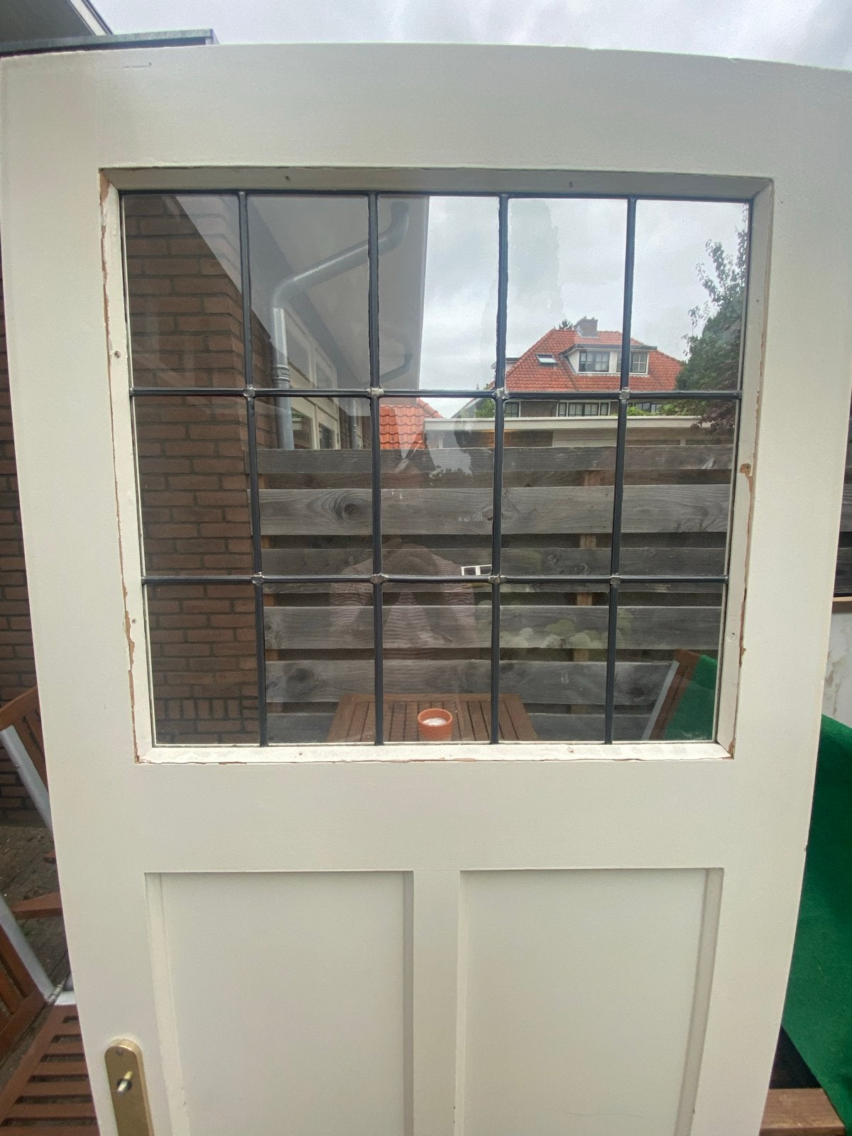 Binnendeur met glas en panelen, Doe-het-zelf en Verbouw, Deuren en Horren, Gebruikt, Binnendeur, 200 tot 215 cm, 80 tot 100 cm