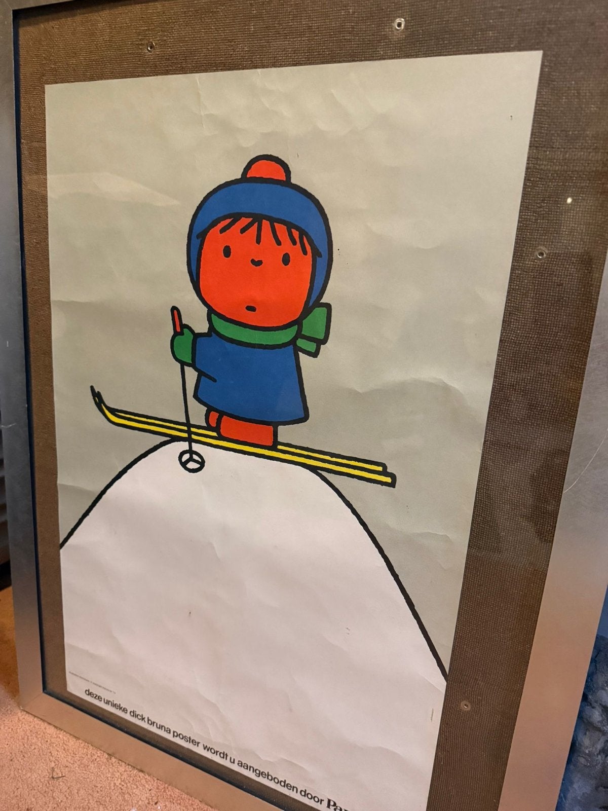 Dick Bruna "Pampers" (1974) Kleurenposter, Met lijst, Ophalen of Verzenden, A1 t/m A3, Overige onderwerpen