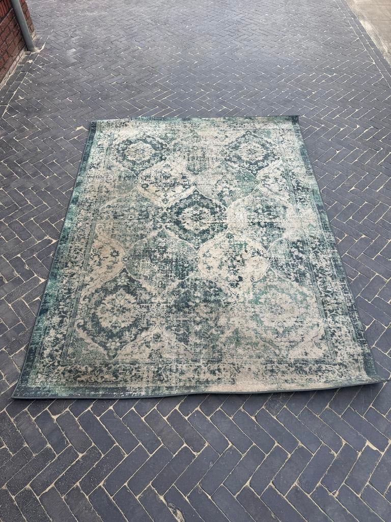 Ikea Vedbak vloerkleed - Groen/Beige, 133x195 cm, Huis en Inrichting, Stoffering | Tapijten en Kleden, Ophalen, Gebruikt, 100 tot 150 cm