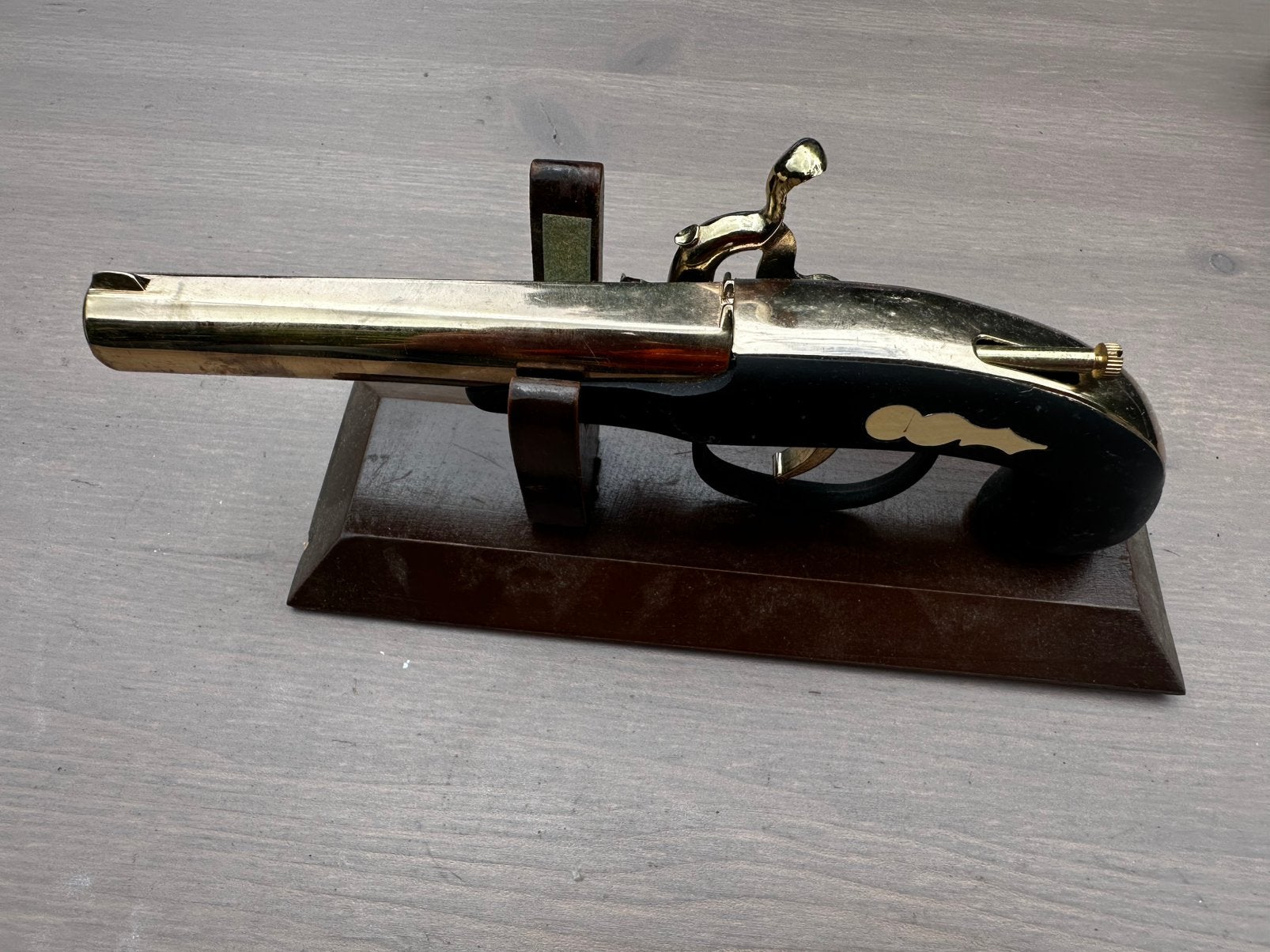 Vintage Derringer gun flintlock table lighter aansteker, Ophalen of Verzenden, Zo goed als nieuw, Aansteker