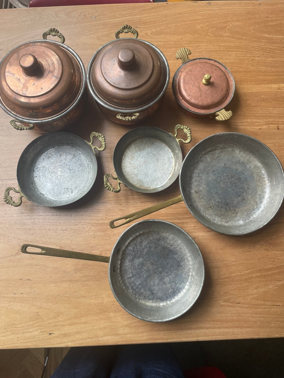 7 koperen pannen Turks, Ophalen, Koper, Pannenset, Zo goed als nieuw