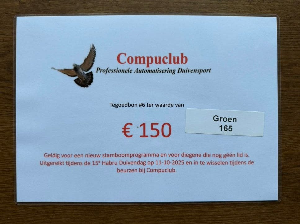 Waardebon stamboomprogramma, Dieren en Toebehoren, Vogels | Duiven, Meerdere dieren, Postduif