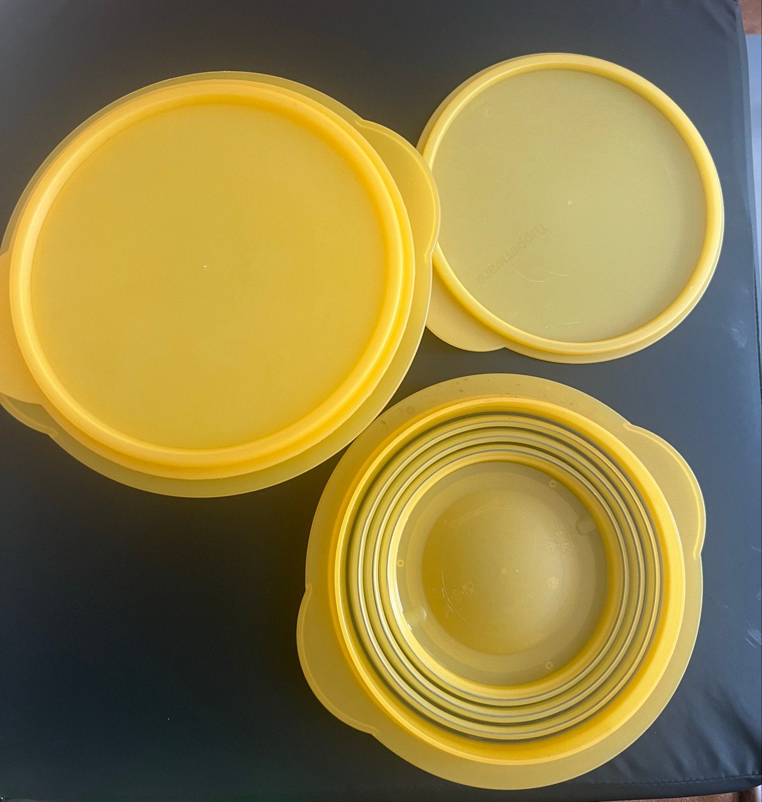 Tupperware bewaardozen set 2x - geel opvouwbaar, Bewaardoos, Geel, Nieuw, Luchtdicht