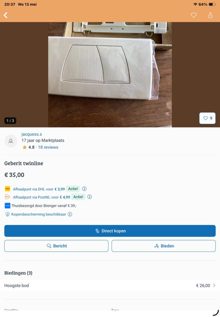 Geberit twinline, Doe-het-zelf en Verbouw, Sanitair, Ophalen of Verzenden, Zo goed als nieuw