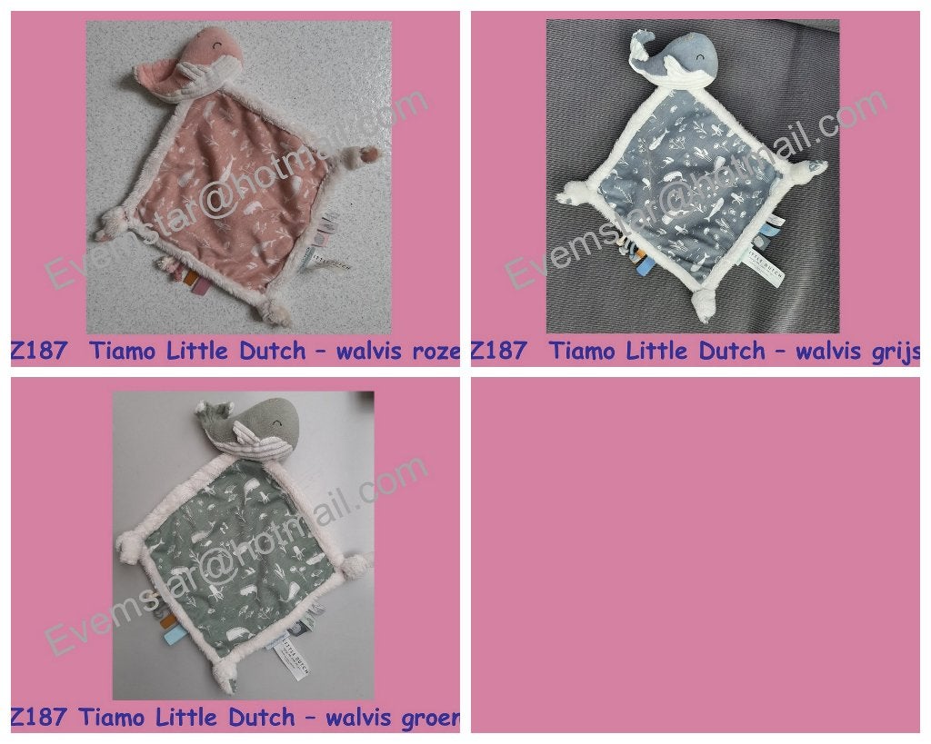 Z187 Walvis - Tiamo Little Dutch oudroze doekje met walvisje, Kinderen en Baby's, Speelgoed | Knuffels en Pluche, Ophalen, Zo goed als nieuw