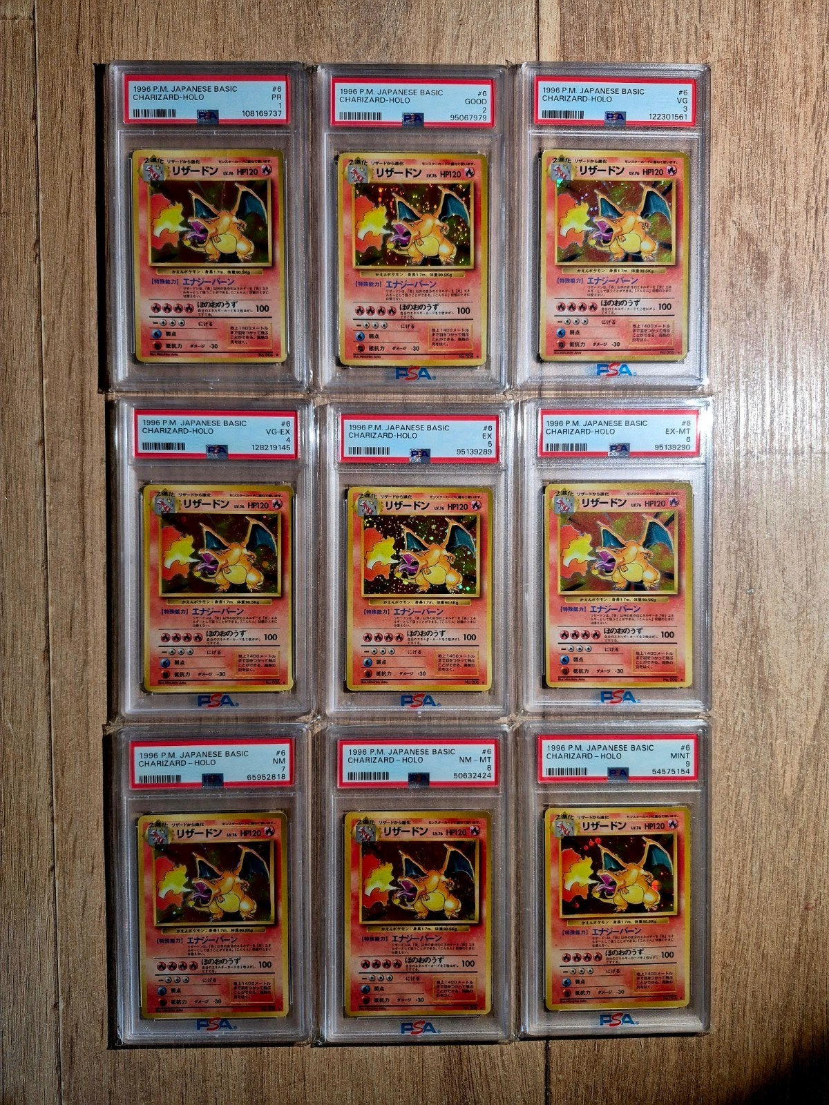 pokémon charizard holo base (basic) japanese PSA1 tot PSA9, Ophalen of Verzenden