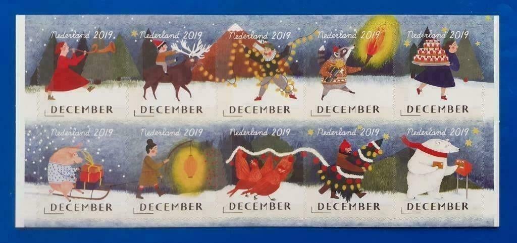NVPH 3799-08 1/2 Vel Decemberzegels 2019 - Bonte parade (10), Postzegels en Munten, Postzegels | Nederland, Verzenden, Na 1940