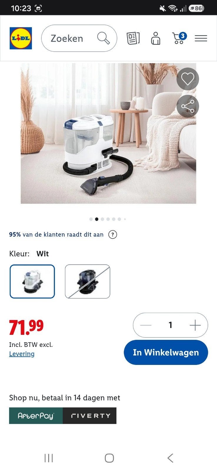 Tapijtreiniger 1x gebruikt, Doe-het-zelf en Verbouw, Reinigingsmachines, Ophalen of Verzenden, Zo goed als nieuw, Overige typen