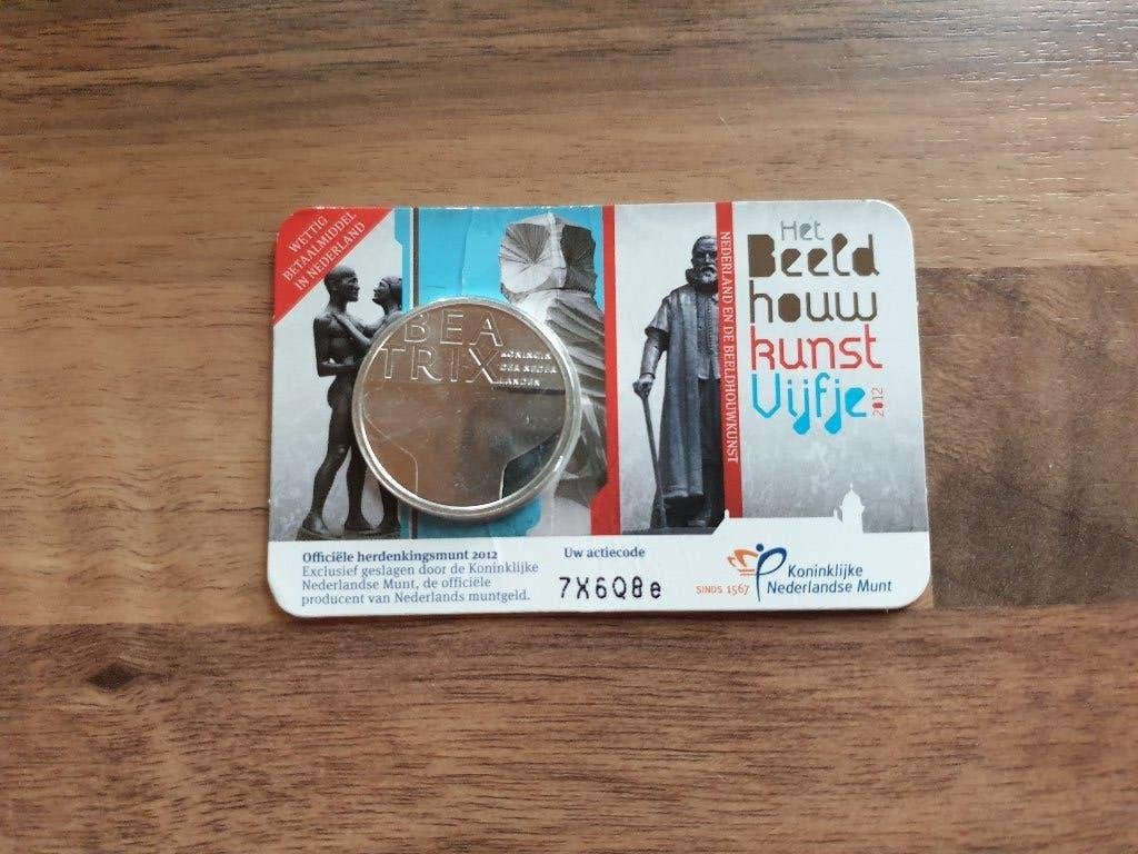 Het beeldhouwvijfje coincard, Verzenden, Koningin Beatrix, Euro's, Losse munt