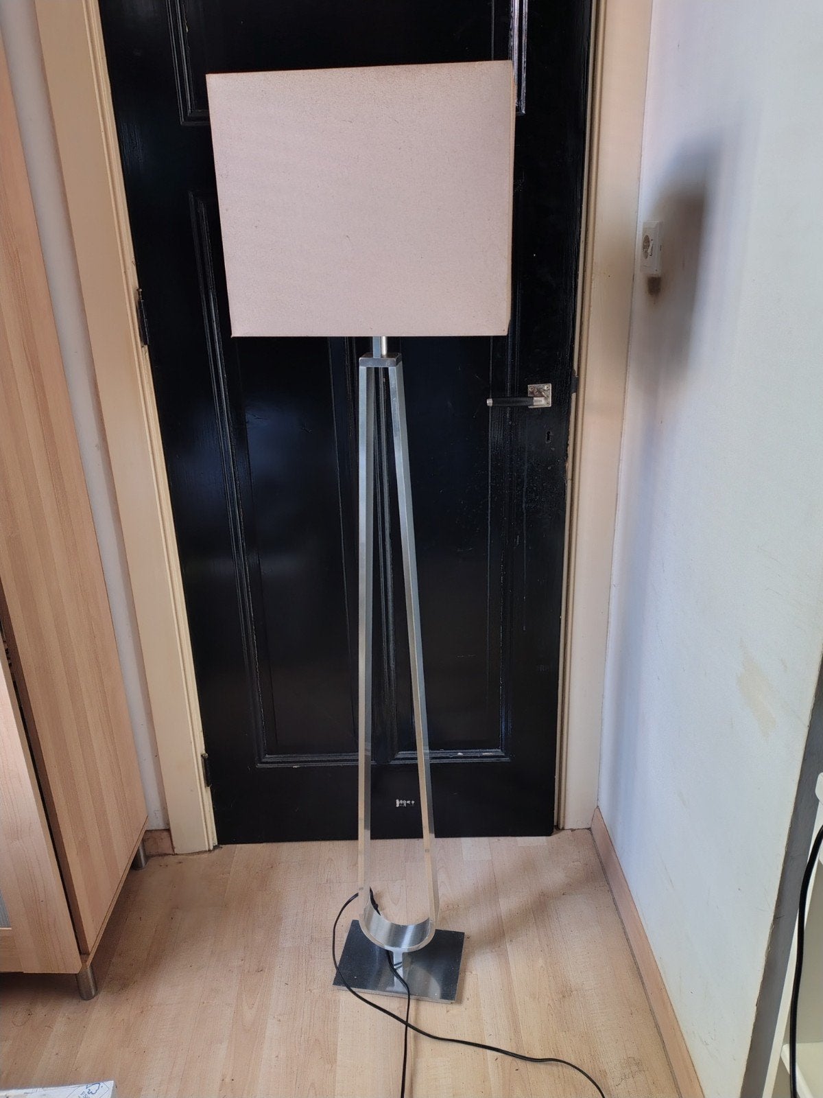 IKEA KLABB Vloerlamp zilver met taupe, Ophalen, Gebruikt, E27 (groot), Textiel