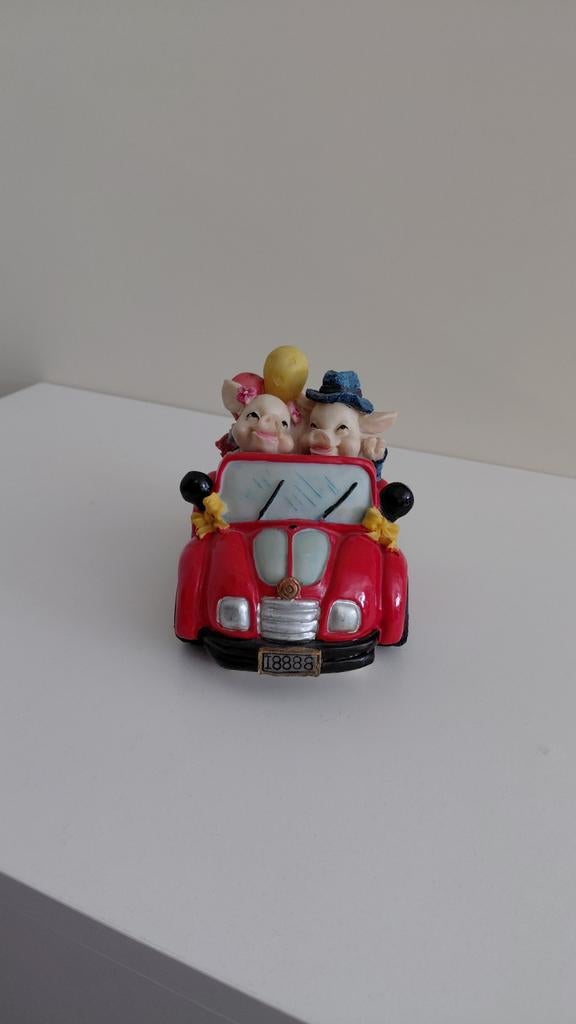 Spaarpot varkentjes in auto, Verzamelen, Spaarpotten, Nieuw, Ophalen of Verzenden