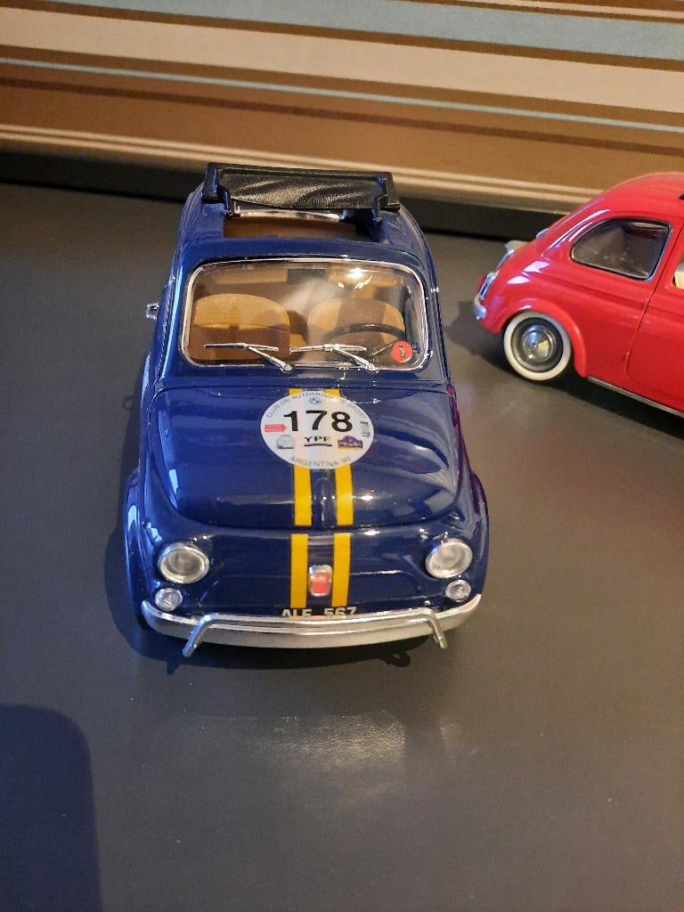 Fiat 500 #178 miglia argentina LET OP 1:16 bburago, Ophalen of Verzenden, Zo goed als nieuw, Auto, Bburago