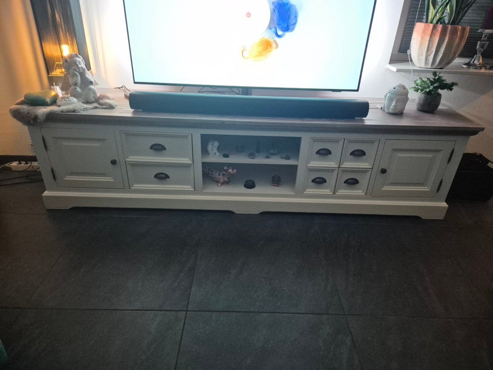 TV meubel, Huis en Inrichting, Gebruikt, Met lade(s), 200 cm of meer, 50 tot 75 cm