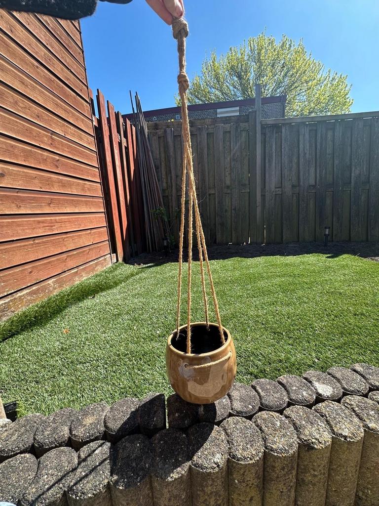 Hangpot voor planten - Keramiek met touw, Overige materialen, Gebruikt, Minder dan 30 cm, Minder dan 60 cm