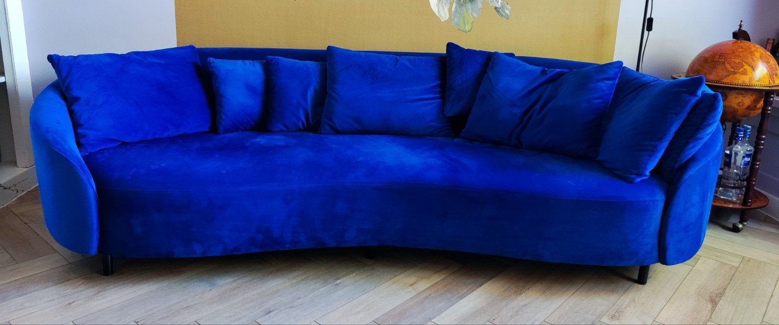 Bank Ragnar 3.5 zits - stof velours kobaltblauw, Ophalen, 250 tot 300 cm, 100 tot 125 cm, Modern, Eclectisch, Glamoureus