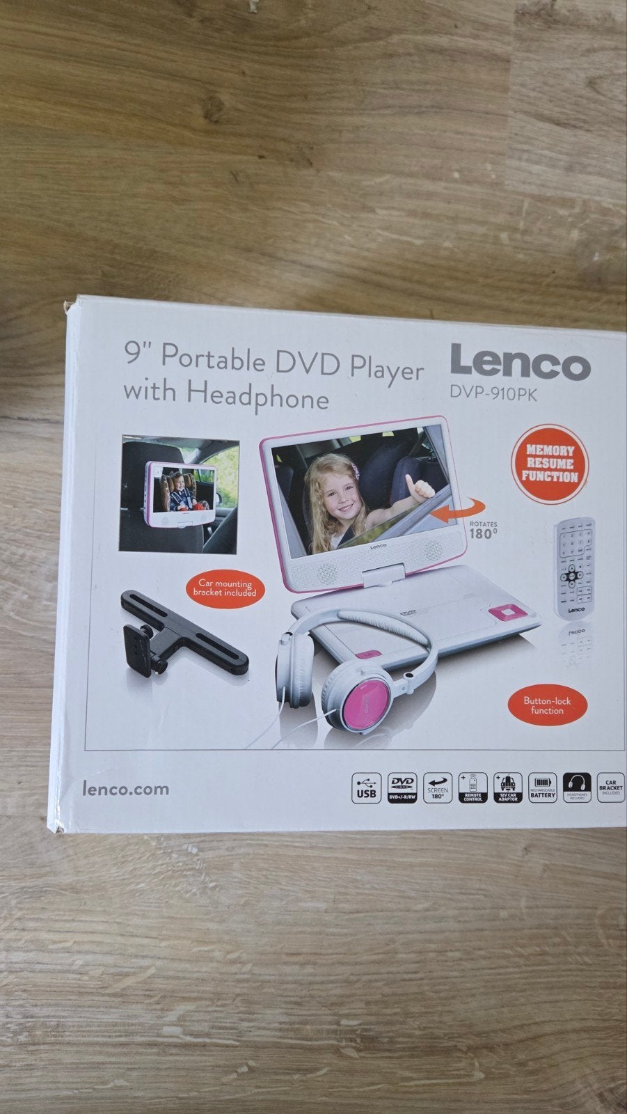Lenco DVP-910PK 9" Draagbare DVD Speler met Hoofdtelefoon, Ophalen of Verzenden, Zo goed als nieuw, Dvd-speler, Draagbaar