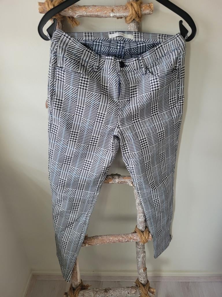 Brax Feel Good geruite broek met ritsdetails, Maat 38/40 (M), Zwart, Zo goed als nieuw, Lang