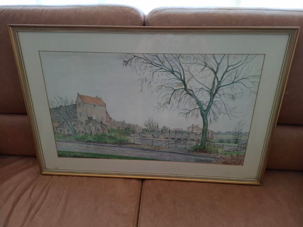 Handgetekend 'Het Oude Slot in Heemstede' uit 1978, Antiek en Kunst, Kunst | Schilderijen | Klassiek, Ophalen