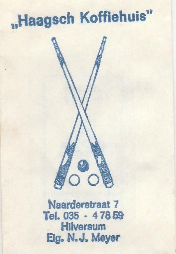Haagsch Koffiehuis Naarderstraat Hilversum - N Meyer biljart, Ophalen of Verzenden