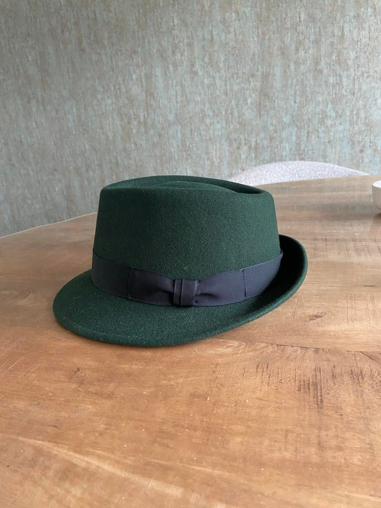 Donkergroene wollen hoed, Merk Mayser, Maat 59, Kleding | Heren, Hoeden en Petten, Ophalen of Verzenden, Zo goed als nieuw, 58 of 59 cm (L, 7¼ of ⅜ inch)