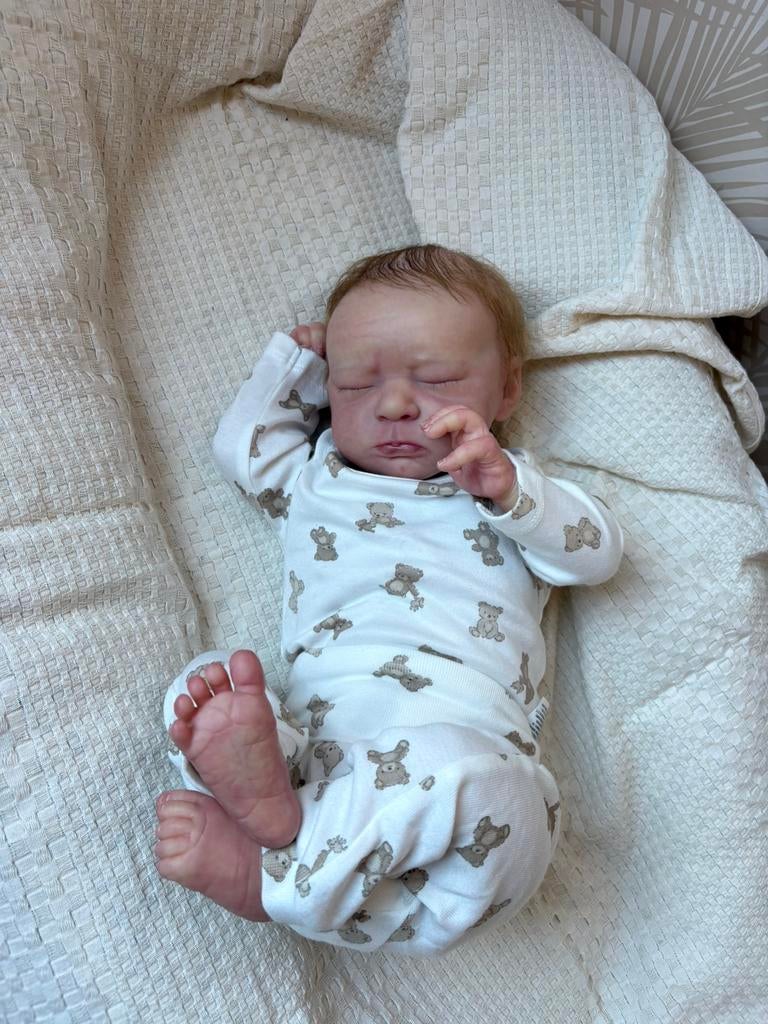 Reborn baby Ossie by pricilla lopez, Ophalen of Verzenden, Nieuw, Babypop