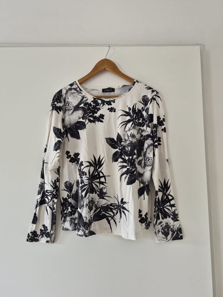 Longsleeve Apanage maat L dames - wit / zwart, Wit, Maat 42/44 (L), Ophalen of Verzenden, Zo goed als nieuw