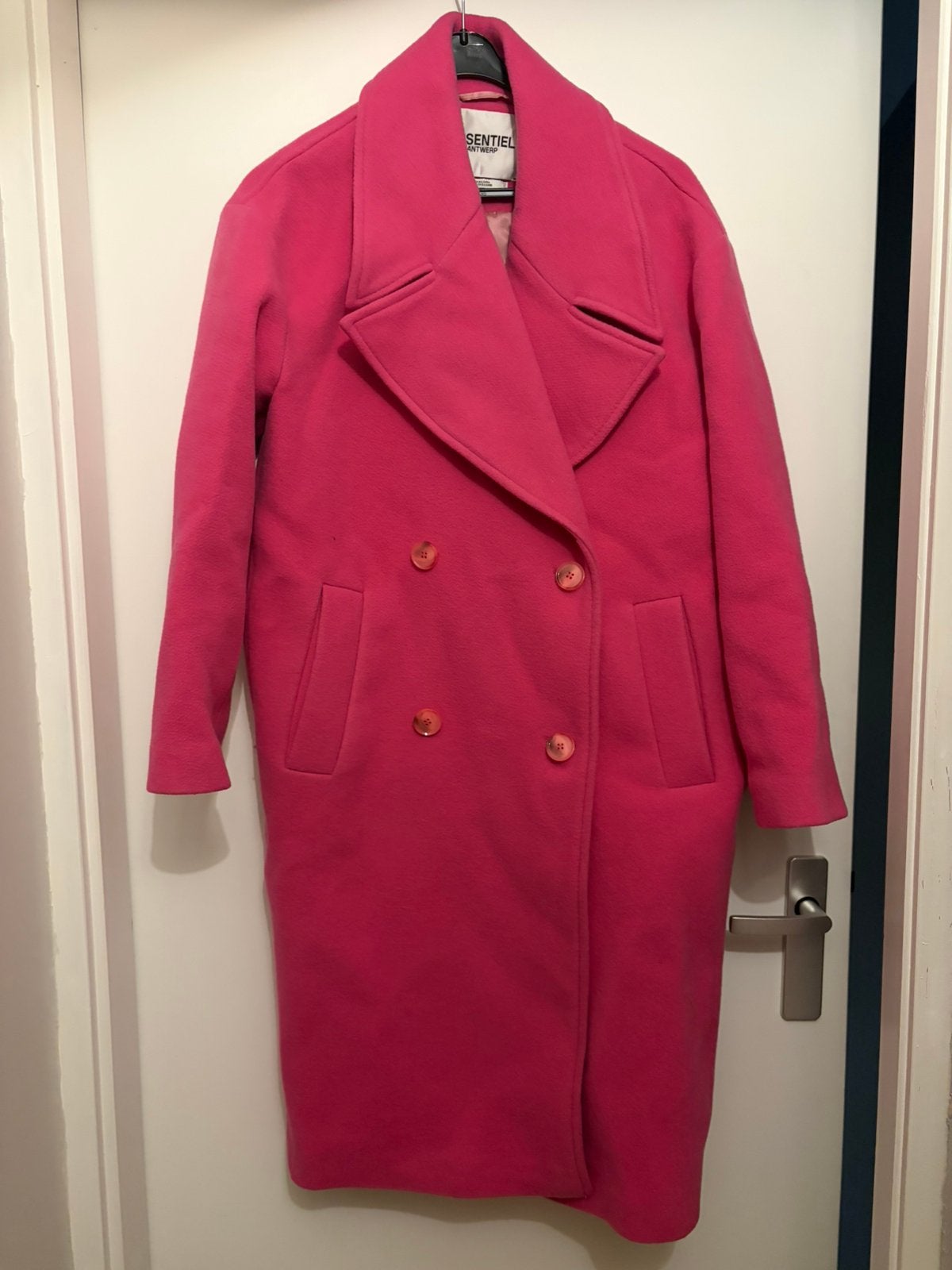 Roze wollen mantel Essentiel Antwerp, Ophalen of Verzenden, Zo goed als nieuw, Maat 36 (S), Roze