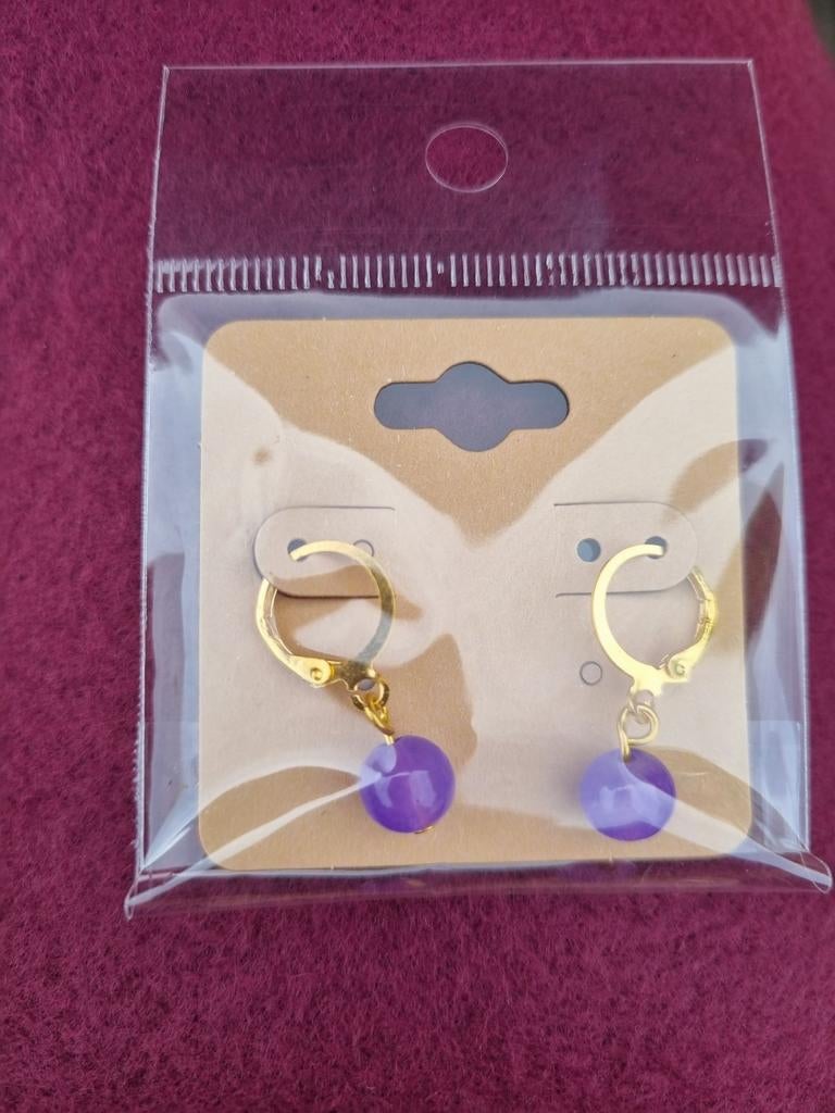Paarse oorbellen, Overige materialen, Hangers, Paars, Nieuw