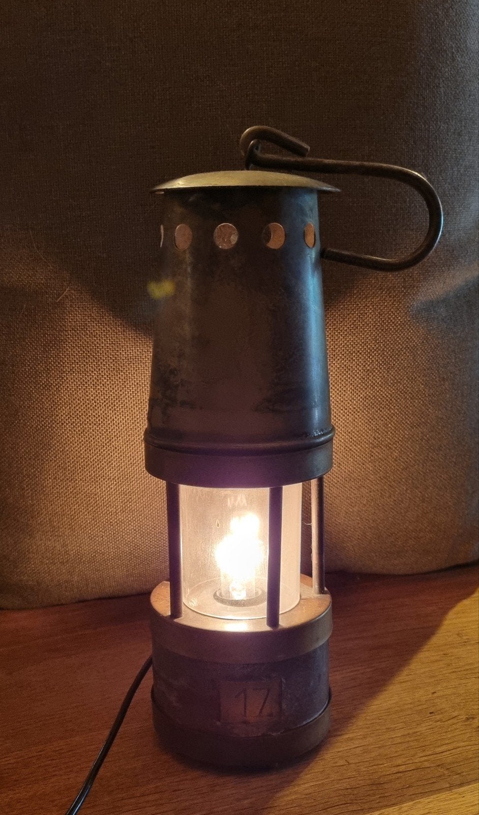Vintage koperen mijnwerkerslamp - Decoratieve lamp, Ophalen of Verzenden