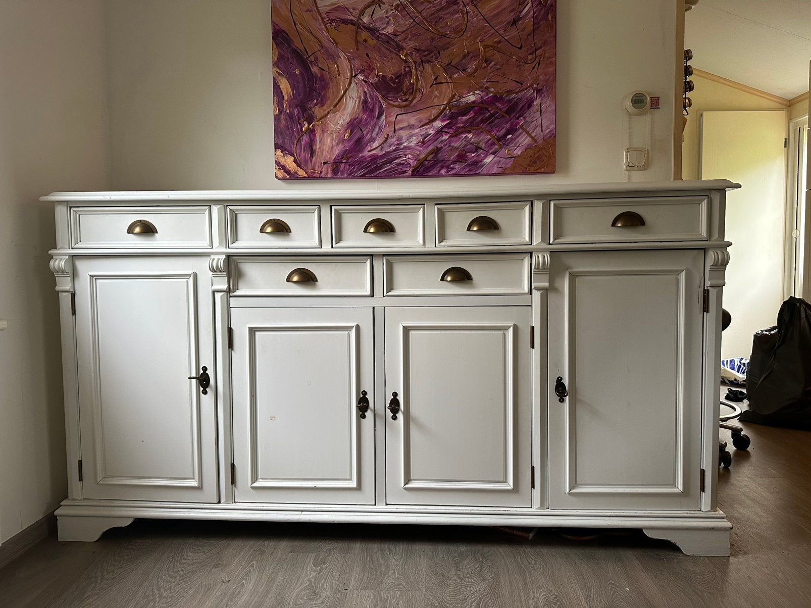 Brocante witte kast, Ophalen, Gebruikt, 25 tot 50 cm, 150 tot 200 cm