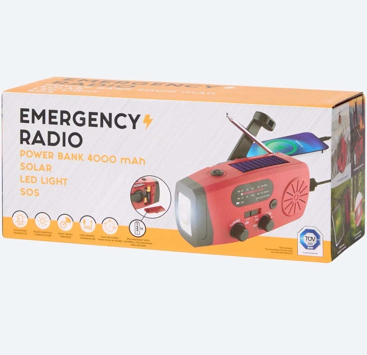 Nieuwe 4-in-1 Noodradio met Powerbank, Zaklamp en SOS-functi, Ophalen of Verzenden, Nieuw, Radio
