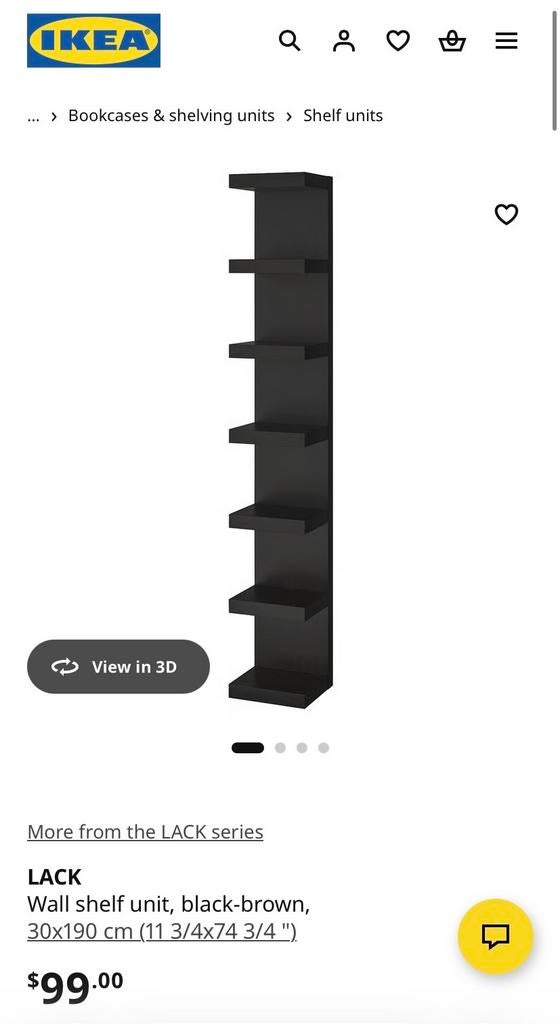 IKEA Lack wandrek zwart/bruin 30x190 cm NIEUW, Huis en Inrichting, Ophalen, Nieuw