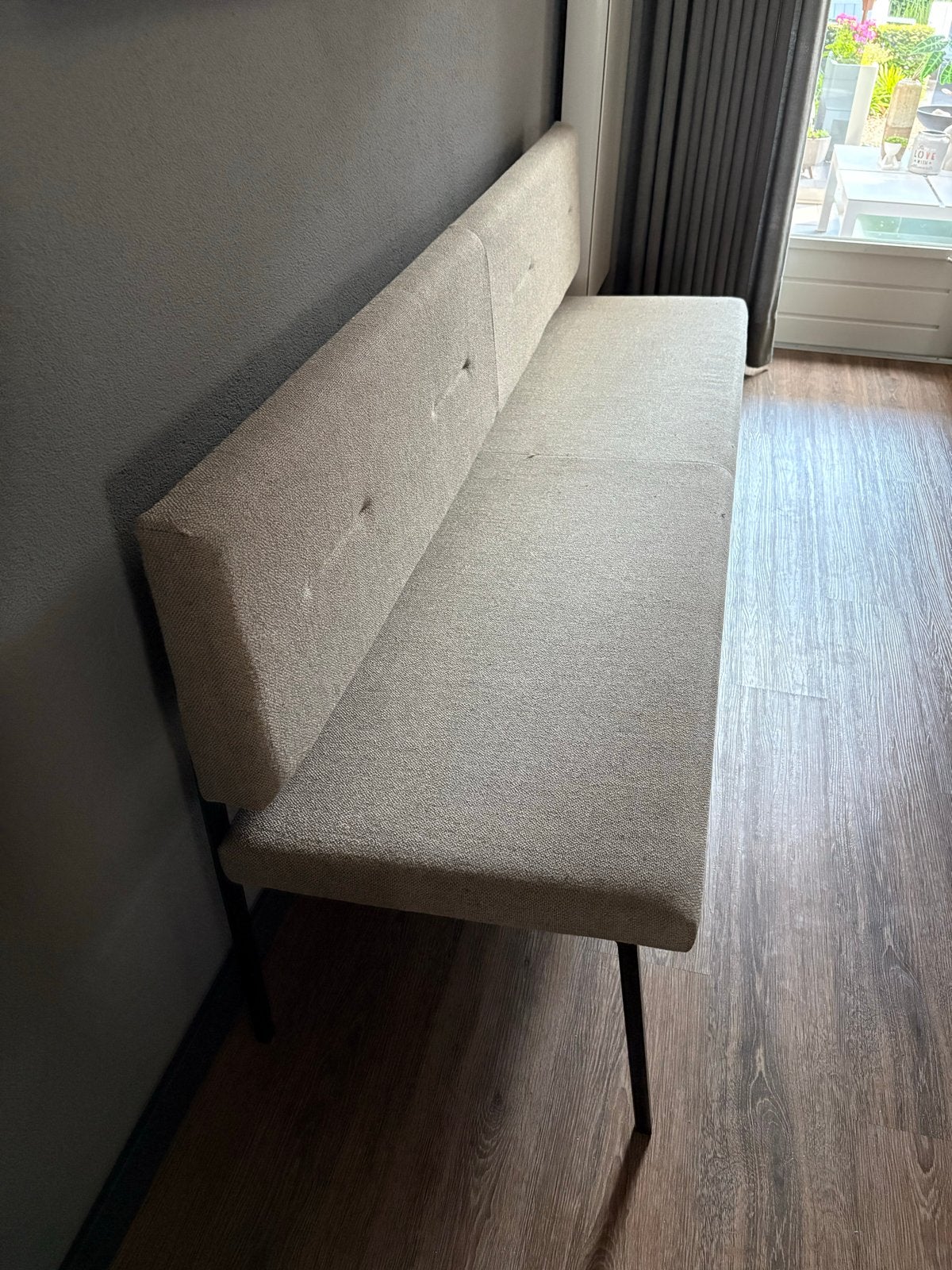 Bodilson Eetbank Grijs/Beige - 195cm Breed, Huis en Inrichting, Banken | Bankstellen, Ophalen, Gebruikt, Minder dan 75 cm, 150 tot 200 cm