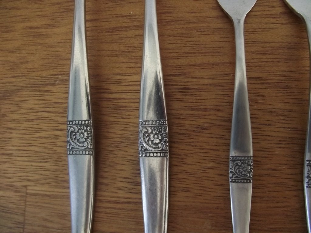1 vintage zwart RVS bloem vork 19,5 cm Amefa stainless 1960, Antiek en Kunst, Ophalen of Verzenden