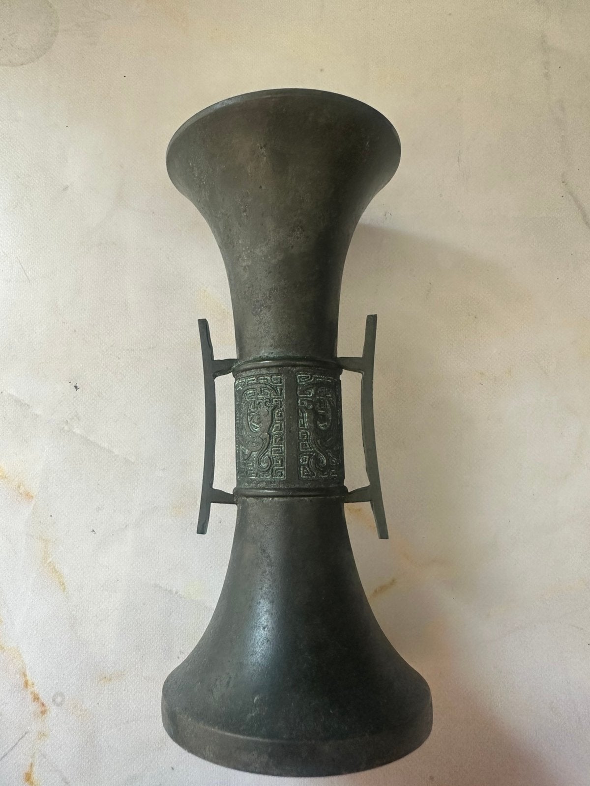 Gu Qing dynastie  Bronzen vaas China 18 cm, Ophalen of Verzenden, Brons