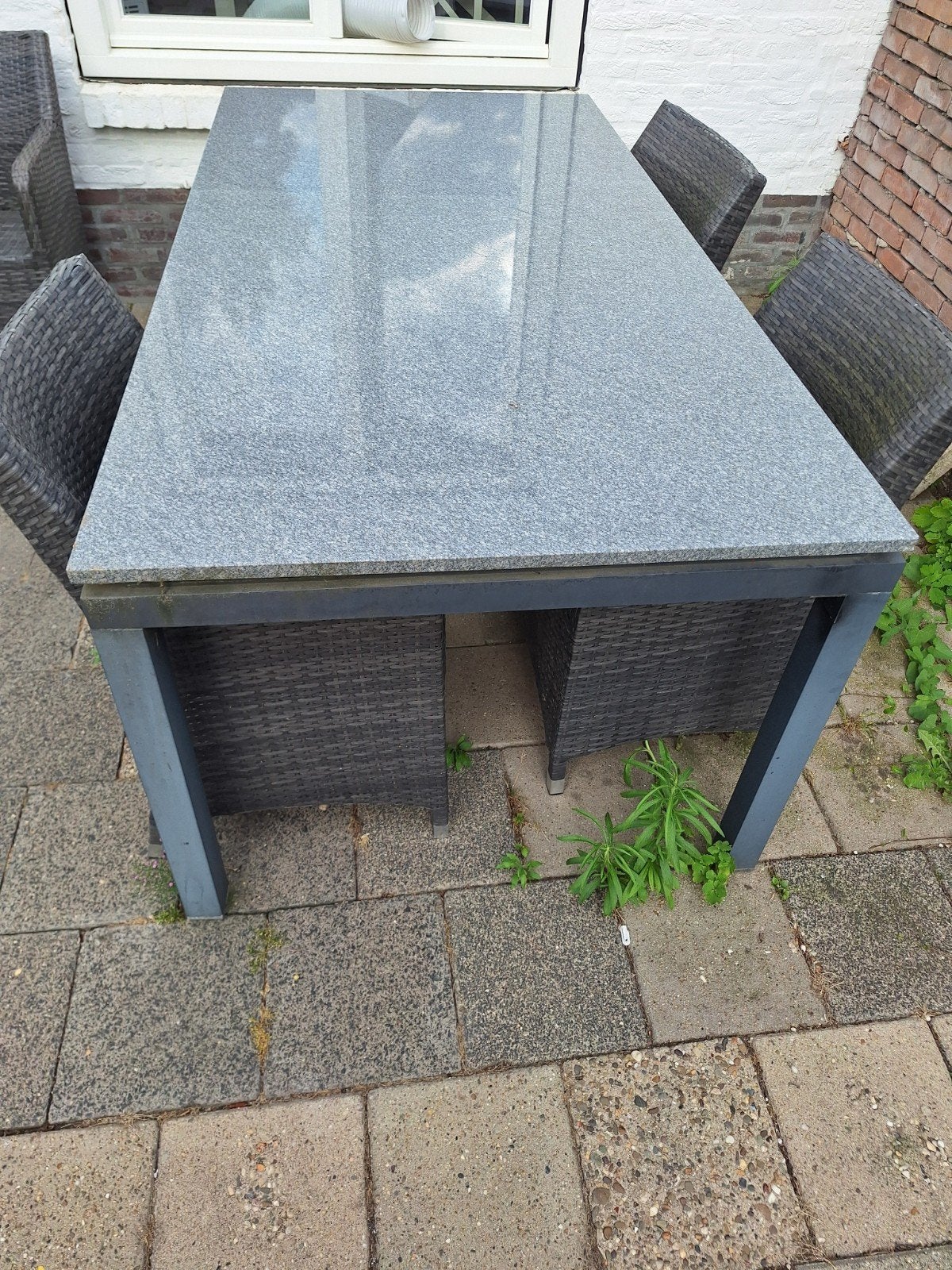Grote tuintafel met granieten blad, Tuin en Terras, Tuintafels, Ophalen