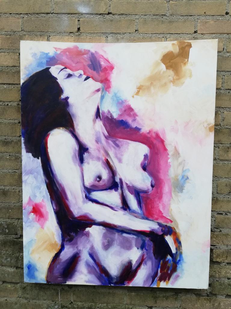 Naaktmodel.  Acryl/doek.  Formaat : 70/89 cm, Ophalen