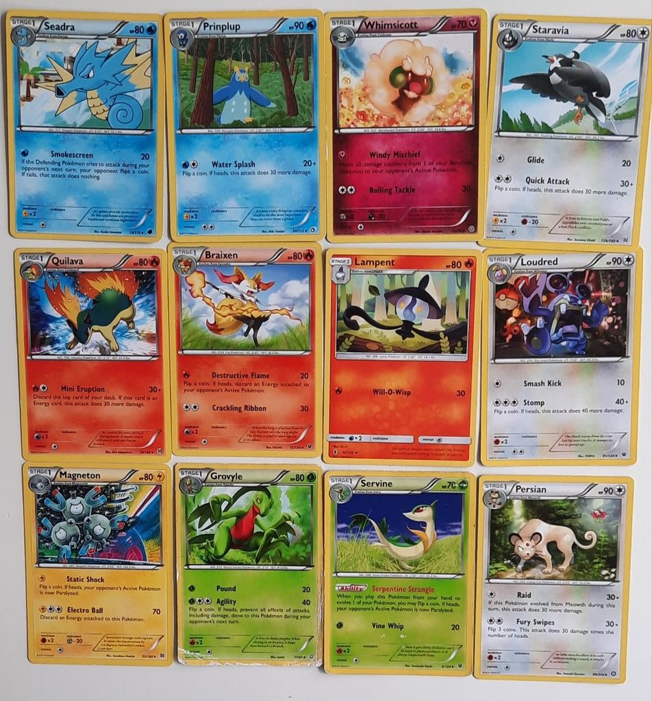 12 pokemon kaarten stage1, Ophalen of Verzenden, Gebruikt, Meerdere kaarten