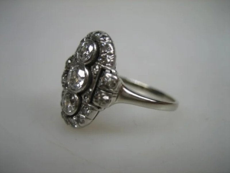 Antieke Witgouden Prinsessen damesring Briljanten ca.1922, Verzenden, Goud, Ring, Met edelsteen