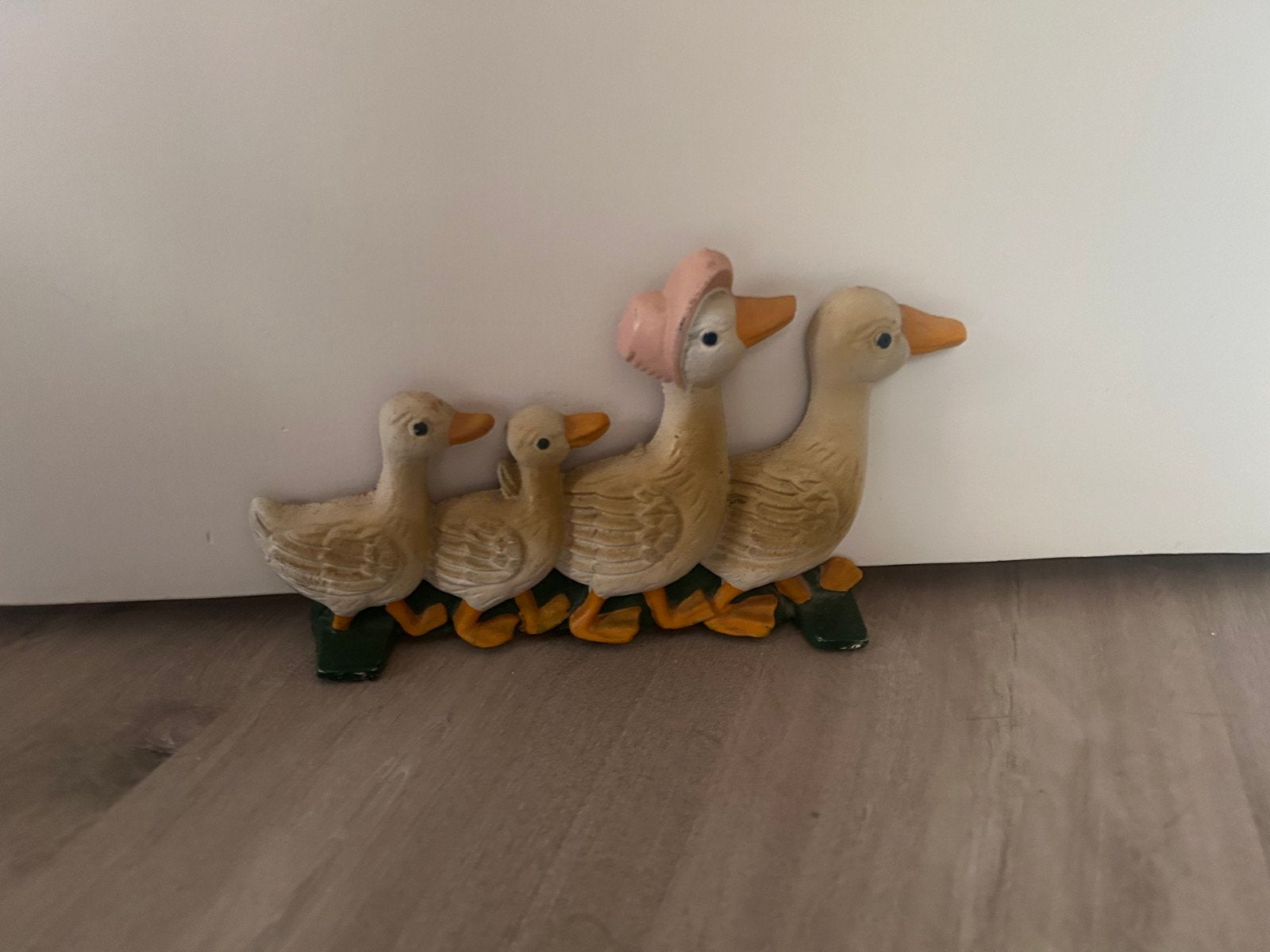 Vintage gietijzeren deurstop ganzen familie, Ophalen of Verzenden