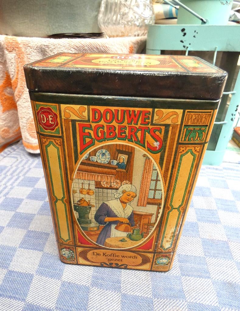 koffieblik/ voorraaddoos koffie/ Douwe Egberts, Antiek en Kunst, Ophalen of Verzenden
