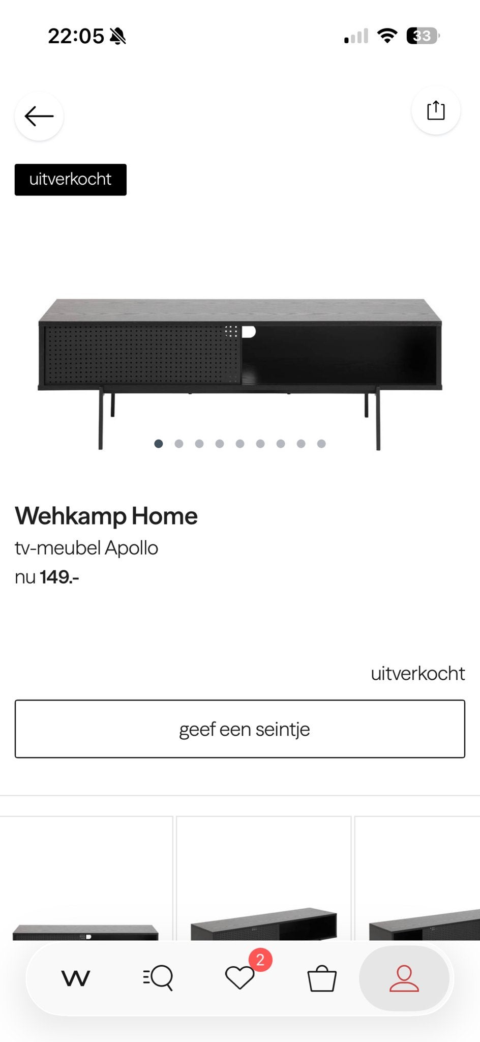 Wehkamp Home tv-meubel Apollo met kabelgat, Ophalen, 100 tot 150 cm, Zo goed als nieuw, Minder dan 100 cm