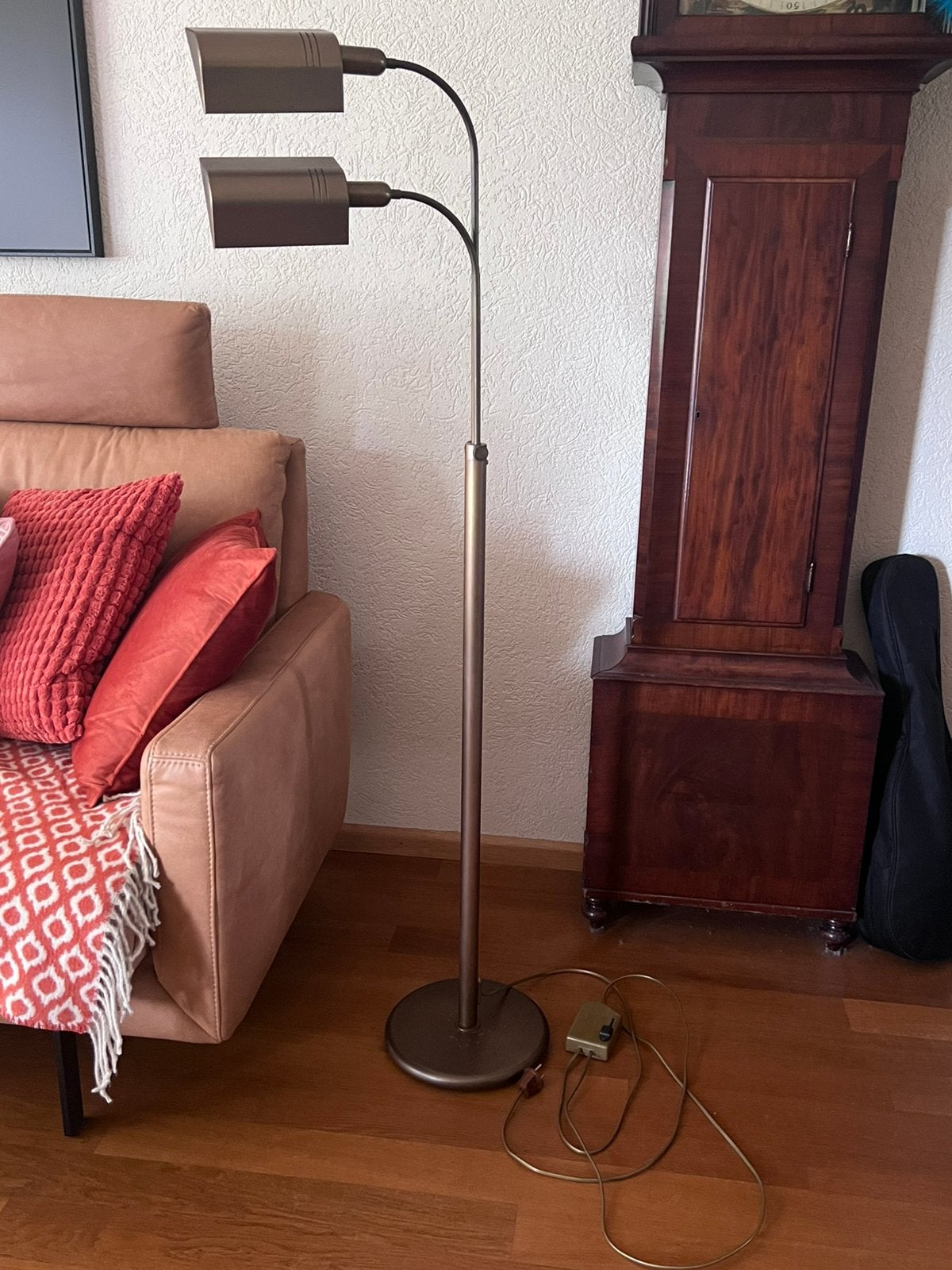 Vintage Vloerlamp met Twee Verstelbare Armen en Dimmer, Ophalen, Vintage, Metaal, 150 tot 200 cm