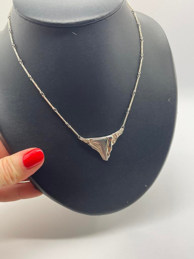 D723 Prachtige zilveren ketting Scandinavisch ontwerp, Ophalen of Verzenden, Zilver, Ketting