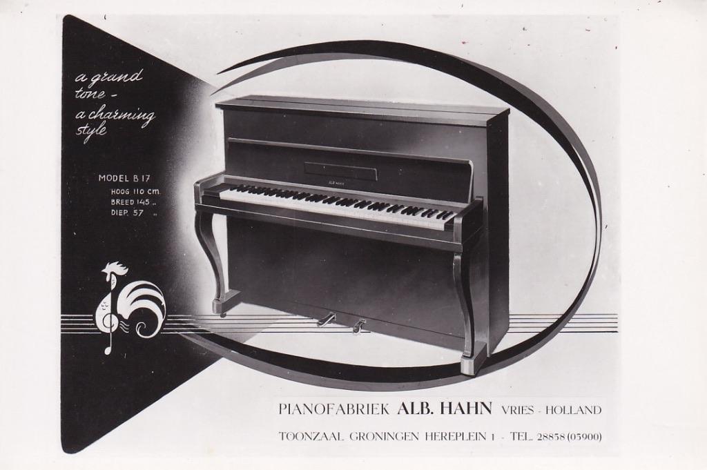 709D Vries, pianofabriek Alb. Hahn, toonzaal Groningen 1963, Ophalen of Verzenden, 1960 tot 1980, Ongelopen, Drenthe