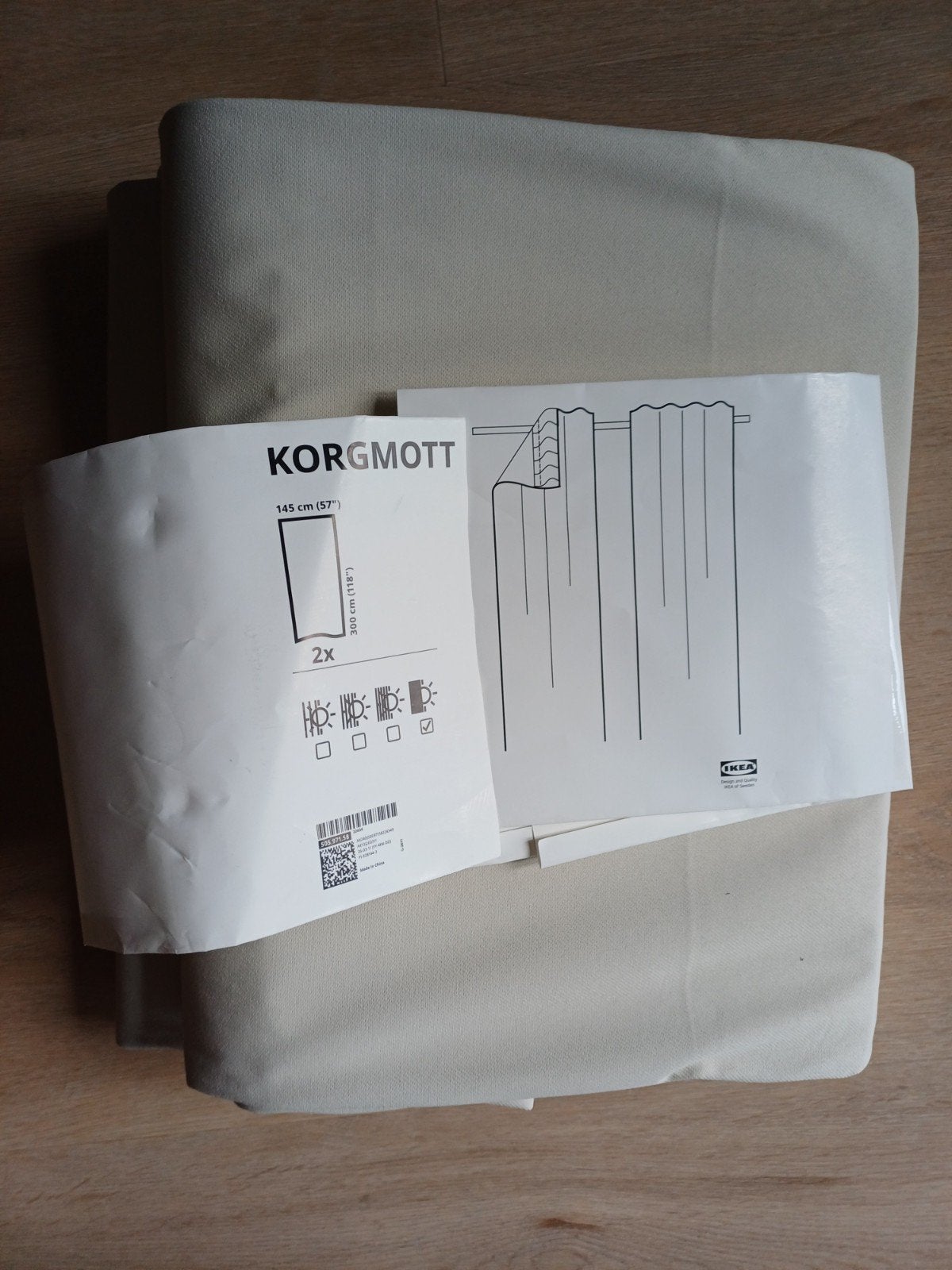 IKEA Korgmott Gordijn - 1 van 2 stuks (145x300 cm) nieuw, IKEA, Ophalen, Gebruikt, Gordijn