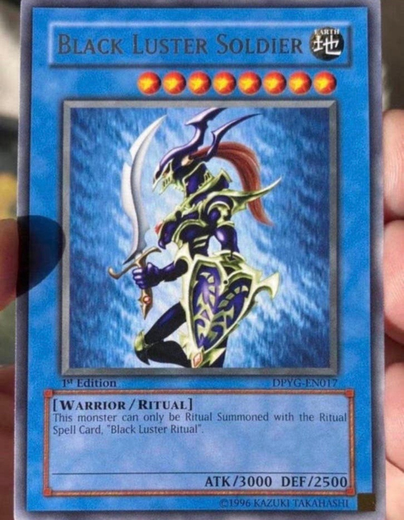 Yu-Gi-Oh! Black Luster Soldier DPYG 1st Edition !, Ophalen of Verzenden, Zo goed als nieuw, Losse kaart
