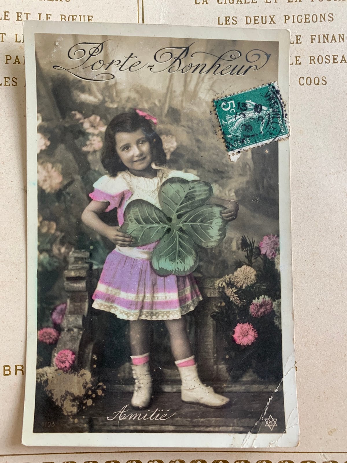 1909 Porte Bonheur - meisje met klaver 4 (EL), Ophalen of Verzenden, Voor 1920, Gelopen, Kinderen